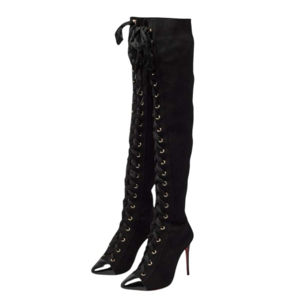 Christian Louboutin Frenchie 100 Knee-High Boots (Black)
